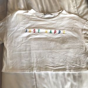 Basic “Just Happy” Zara Crop Top